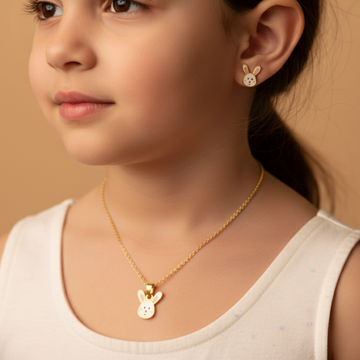 Bunny enamel necklace set